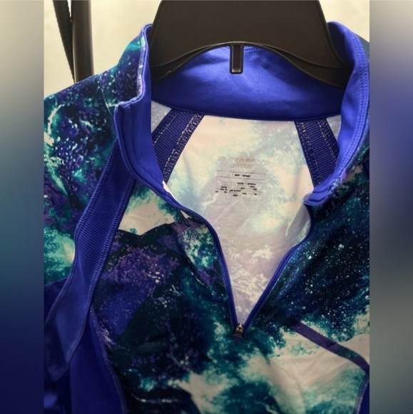 TEK GEAR Quarter Zip Thumb Holes Pullover Multi Color Blue Purple Pre Loved - Picture 2 of 3